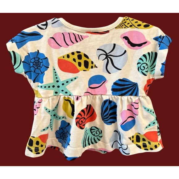 Hanna Andersson Baby Oceancore Print Top 18-24M 80Cm Cotton Beach Summer Shells - Picture 2 of 4